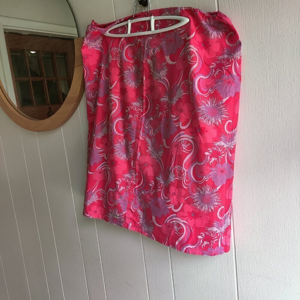 Skirt in summer colors, Calvin Klein. Pink & Cream Floral Cotton .Drawstring Tie - Picture 3 of 7
